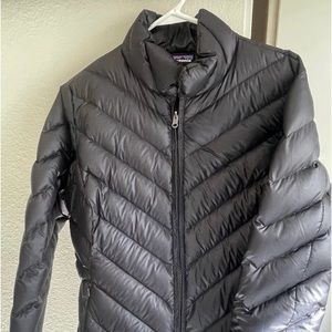 PATAGONIA Womens XL Black Quilted Full Zip Pockets Parka Puffer Jacket